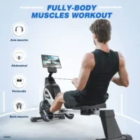 Magnetic rowing machine for home and gym use, full-body cardio exercise equipment with adjustable resistance