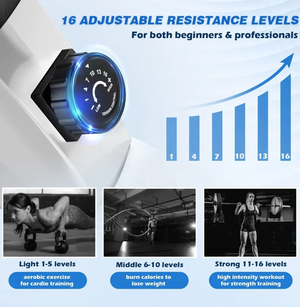 Magnetic rowing machine for home and gym use, full-body cardio exercise equipment with adjustable resistance