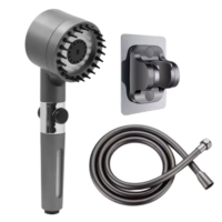 High-pressure shower head with built-in filter and 1.5-meter hose for enhanced water flow and purification