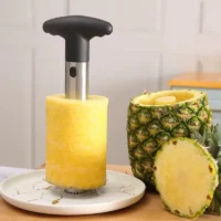 Stainless steel pineapple corer and slicer with upgraded thick blade – fruit peeling tool