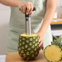 Stainless steel pineapple corer and slicer with upgraded thick blade – fruit peeling tool