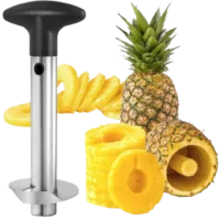 Stainless steel pineapple corer and slicer with upgraded thick blade – fruit peeling tool