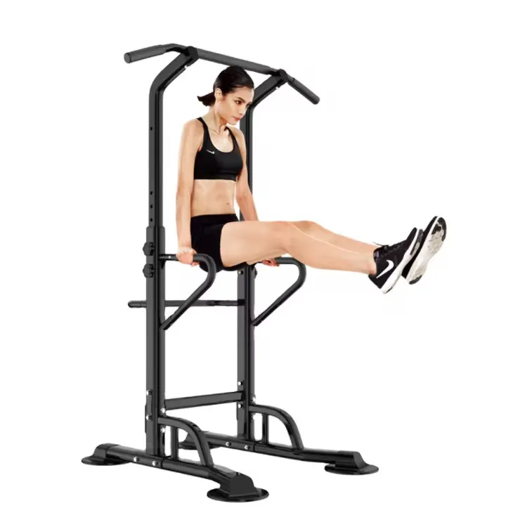 Multi-function power tower dip station with adjustable pull-up bar for home workouts – strength training equipment