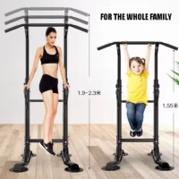 Multi-function power tower dip station with adjustable pull-up bar for home workouts – strength training equipment