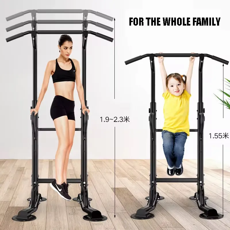 Multi-function power tower dip station with adjustable pull-up bar for home workouts – strength training equipment