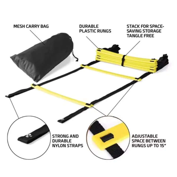 Adjustable agility ladder and cone training set for speed, coordination, and sports performance workouts