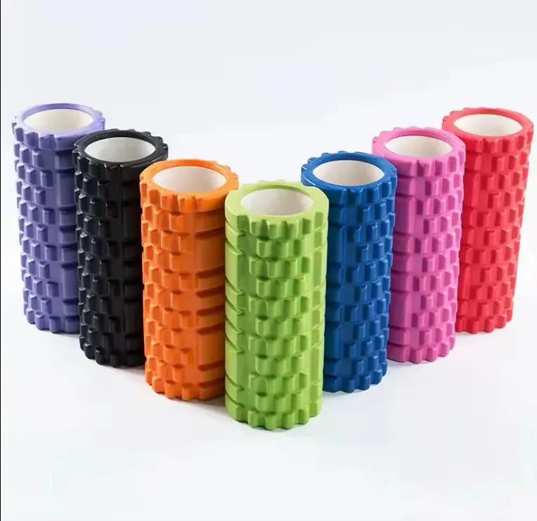 Custom EVA foam yoga roller with hollow design for muscle relaxation, massage, and fitness recovery