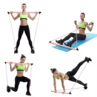 Adjustable Pilates bar kit with resistance bands for yoga, Pilates, and full-body strength workouts