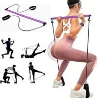 Adjustable Pilates bar kit with resistance bands for yoga, Pilates, and full-body strength workouts