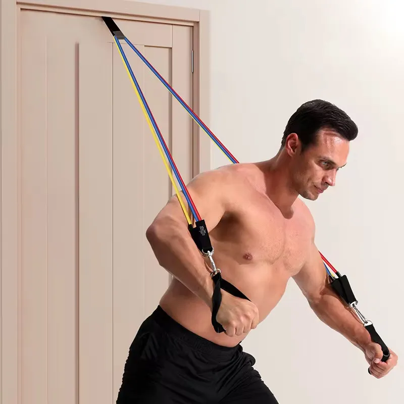 11-piece heavy resistance band and tube set with 150lbs for strength training and home workouts