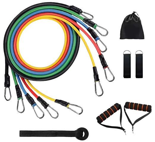 11-piece heavy resistance band and tube set with 150lbs for strength training and home workouts