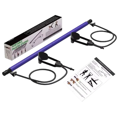 Adjustable Pilates bar kit with resistance bands for yoga, Pilates, and full-body strength workouts