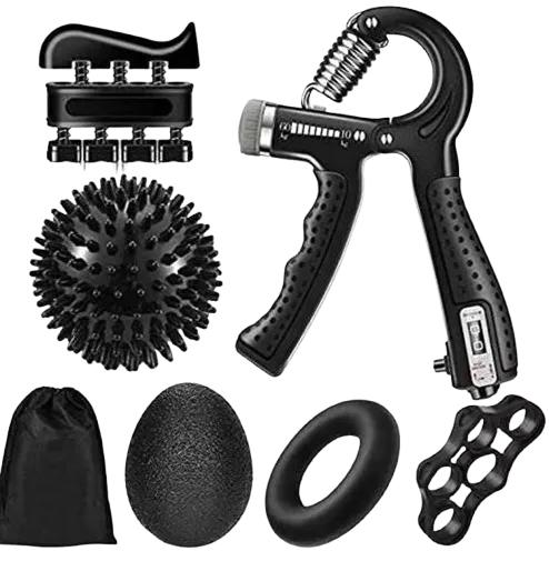 Adjustable hand gripper strength trainer set with counting function for forearm and hand workouts (6-pack)