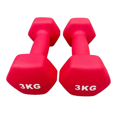 Color neoprene coated hex dumbbells for strength training at home and gym workouts