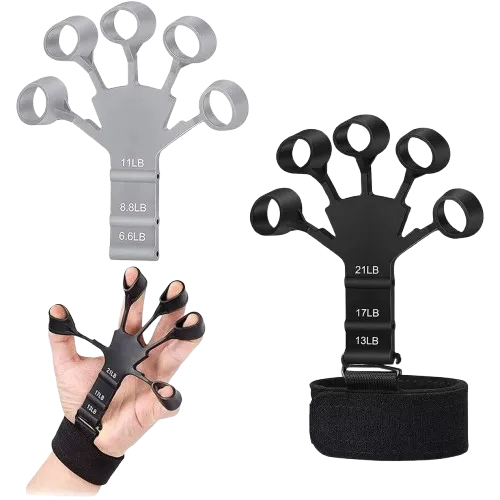Elastic finger gripper hand exerciser with 6 resistance levels for grip strength training and rehabilitation