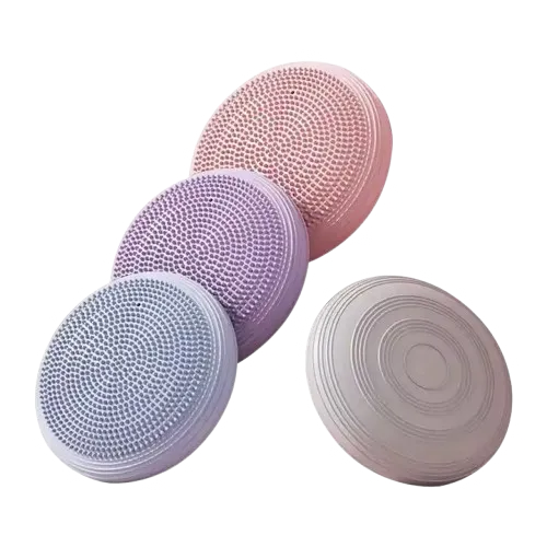 Inflatable yoga balance disc pad with pump for home gym workouts and lower back pain relief