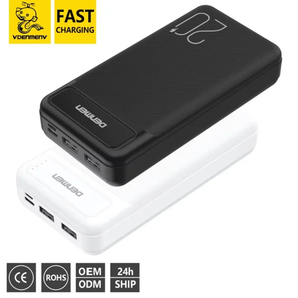 20000mAh Portable Power Bank – Fireproof High-Capacity Charger by DENMEN