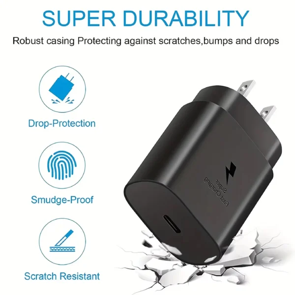 25W/45W USB-C Super Fast Wall Charger for Samsung Galaxy – US/EU Plug with PD Type-C Cable