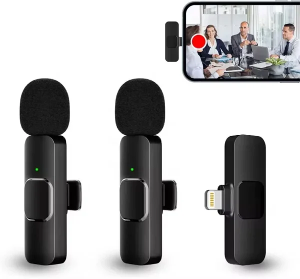 Mini Wireless Lavalier Mic – Dual Receiver Clip-On Microphone for iPhone & Android