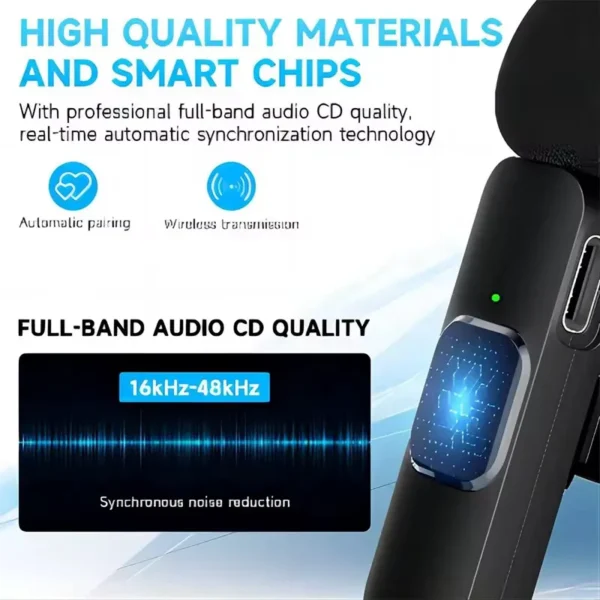 Mini Wireless Lavalier Mic – Dual Receiver Clip-On Microphone for iPhone & Android