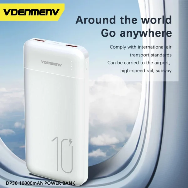 10000mAh LED Display Power Bank – High-Speed Portable Charger for Travel & Flights