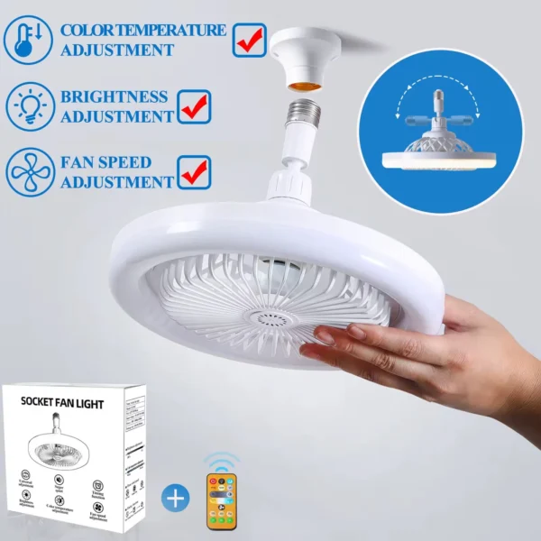 360° Rotating LED Ceiling Fan Light with Remote & Smart Dimming