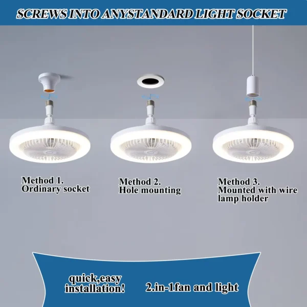 360° Rotating LED Ceiling Fan Light with Remote & Smart Dimming