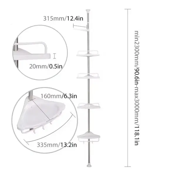 Extendable wall mounted bathroom shelf