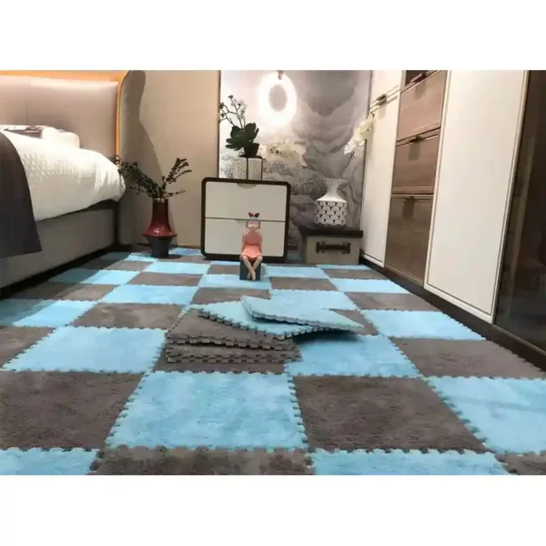 Puzzle carpet floor mat – soft, interlocking, non-slip play and exercise mat for home use