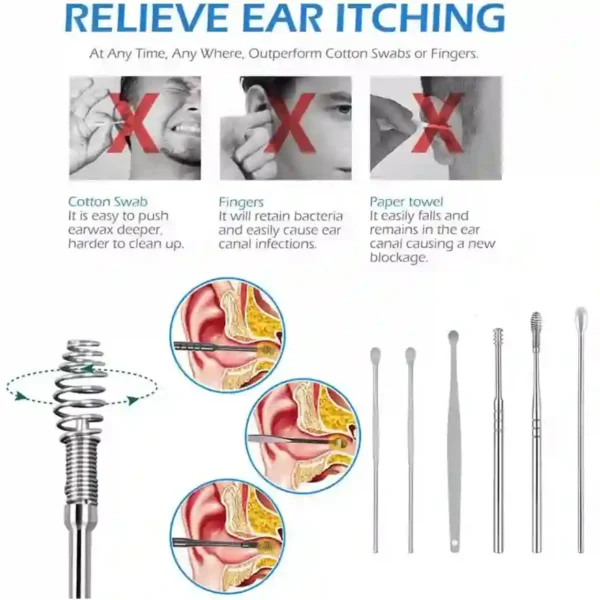 Ear pick sticks curette – stainless steel ear cleaning tool set for safe and precise hygiene”