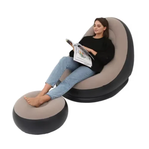 Inflatable sofa with footrest – portable, lightweight, and comfortable lounge for indoor and outdoor use”