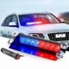 Red and blue LED police-style strobe light for car windshield – high-intensity emergency warning flash bar with 12V plug.