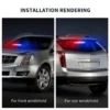 Red and blue LED police-style strobe light for car windshield – high-intensity emergency warning flash bar with 12V plug.