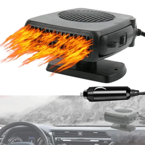 12V portable car heater and windshield defroster – 200W fast heating defogger with cigarette lighter plug for winter driving.