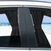 Universal car window sunshade curtains – foldable privacy shades for side windows with UV protection, available in beige, black, and silver.