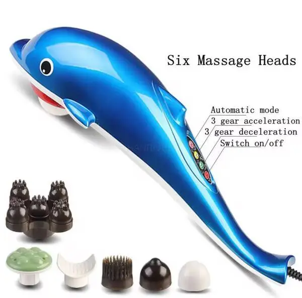 Electric Dolphin Body Massager - جهاز مساج الدلفين الكهربائي مع 6 رؤوس